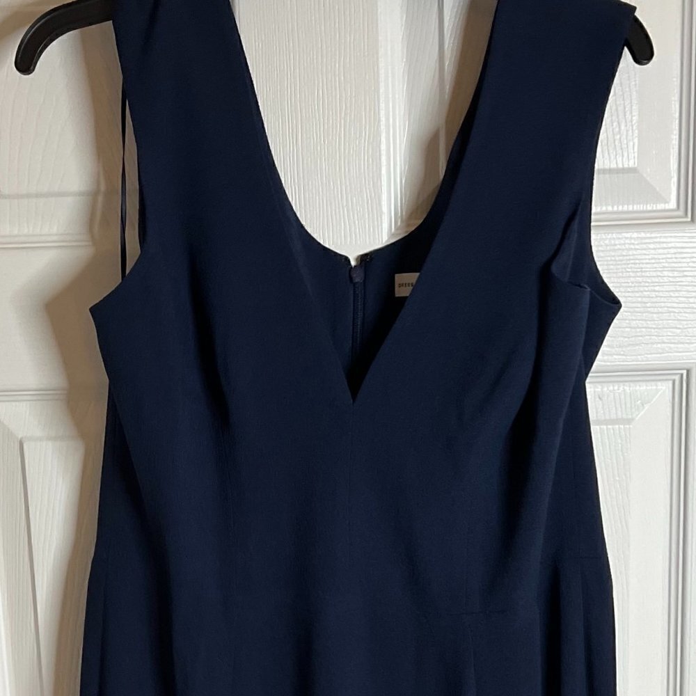 Dress The Population Sandra Plunge Crepe Trumpet Gown in Midnight Blue Size XXL - Picture 5 of 10
